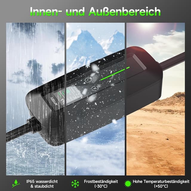 Detalle 2 de AFYEEV EV-Ladegerät Typ 2 (10 m, 3,68 kW, einphasig 6–16 A) – tragbares Laden ohne Installation