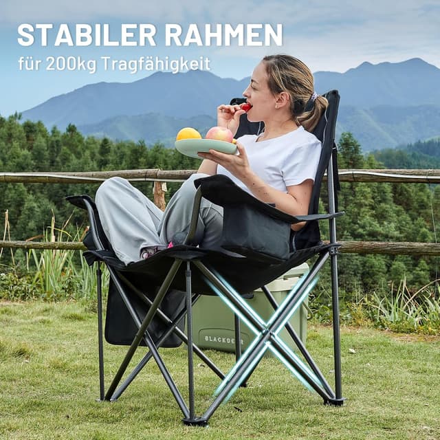 Detalle 2 de TIMBER RIDGE 2er Campingstuhl faltbar (2 Stück) – extra breit, bis 200 kg, mit isolierter Kühltasche