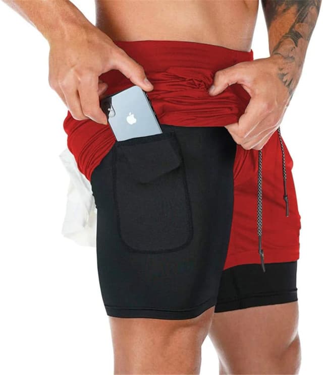 Detalle de Superora Herren Laufshorts 2-in-1 Sport Shorts mit Taschen – atmungsaktiv & schnell trocknend