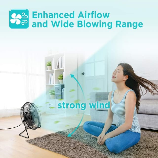 Detalle de EasyAcc 9 inch USB Desk Fan (Silent 25DB) with 2 Speed & 180° Rotatable Head, Portable Cooling for Home Office