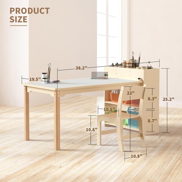 Detalle 2 de Puecrof Children’s Wooden Desk and Chair Set 1