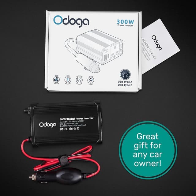 Thumbnail 6 de Odoga 300W Car Power Inverter (12V to 240V) with USB-A & USB-C 3A Charging Ports