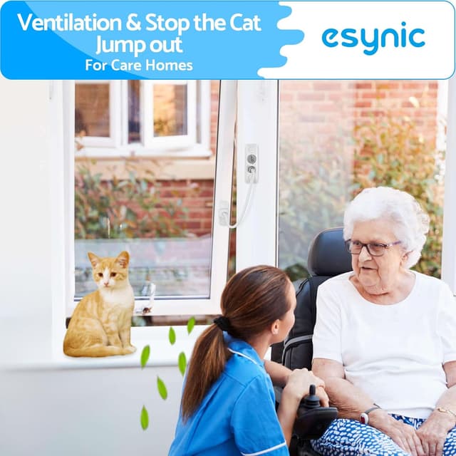 Detalle 2 de eSynic 6 Pack Window Locks for UPVC Windows – Lockable Cable Restrictors with Keys and Screws (Child Safety)