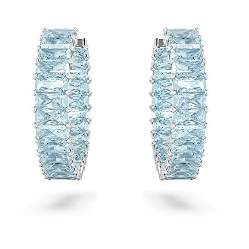 Detalle 2 de Swarovski Pendientes de aro Matrix aguamarina Talla Princesa 💍