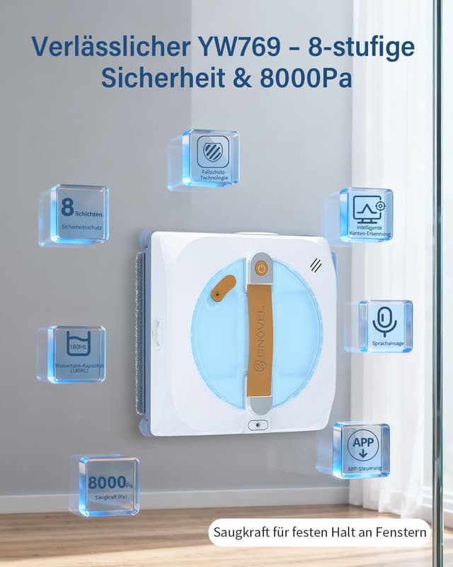 Thumbnail 3 de GNOVEL Fensterroboter 8000Pa 4‑Modi