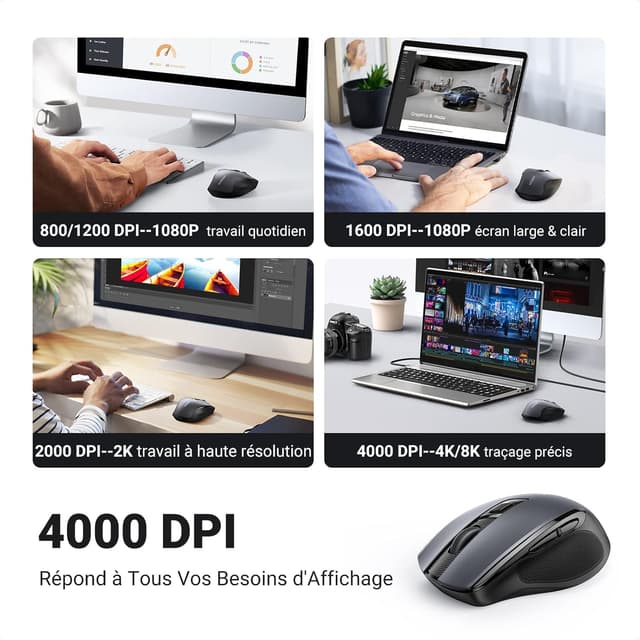 Detalle de UGREEN Souris sans fil ergonomique 2,4 GHz