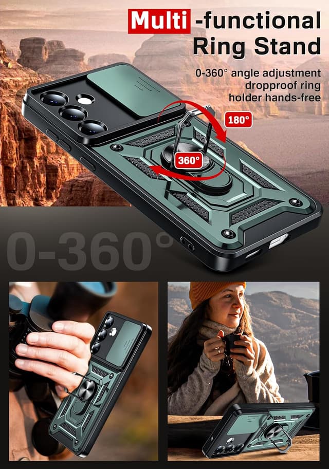 Thumbnail 6 de LeYi Rugged Tough Armor Case for Samsung Galaxy S25 Edge (Green) with Camera Cover Slider