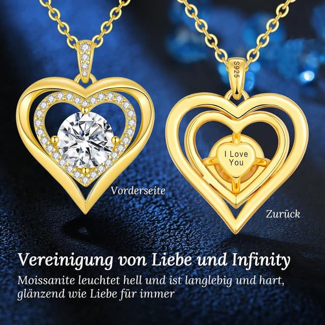 Detalle de CDE Collana da donna con cuore in moissanite e argento 925: ciondolo per regali e occasioni speciali