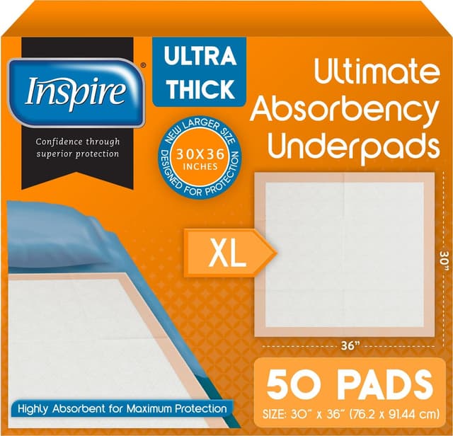 Imagen de Inspire XL Super Absorbent Bed Pads 30 x 36, 50 ct en OfertitasTOP