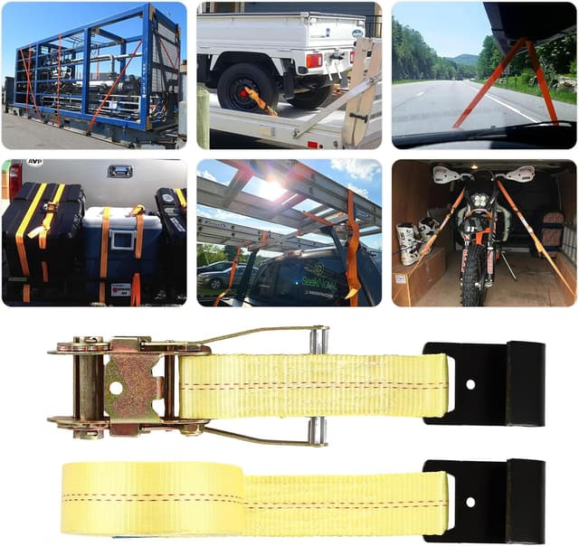 Detalle 1 de YOUNTHYE 2 Set Ratchet Straps (5CM x 6M) with Flat Hooks, 10000 LBS Break Strength