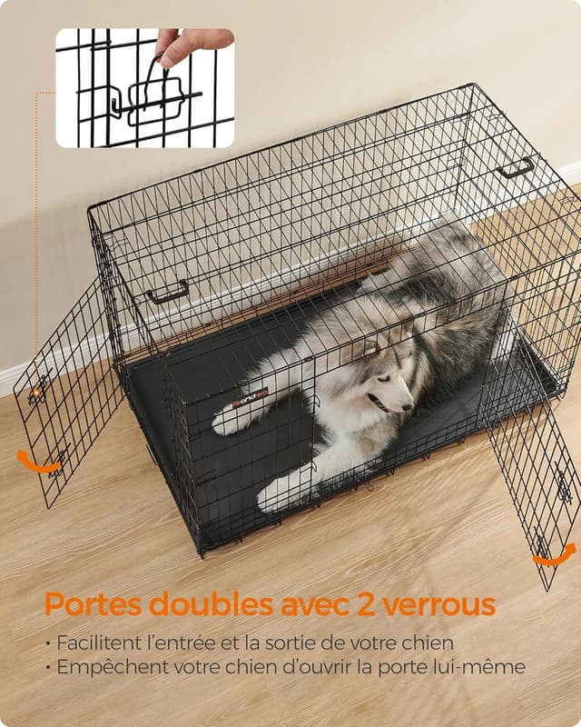 Detalle de Feandrea PPD054B01 Cage pliable pour chien Taille XXXL 136 x 79 x 87 cm