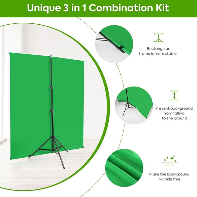 Detalle de Green Screen Backdrop Kit 2x1.5m greenscreen 🎥