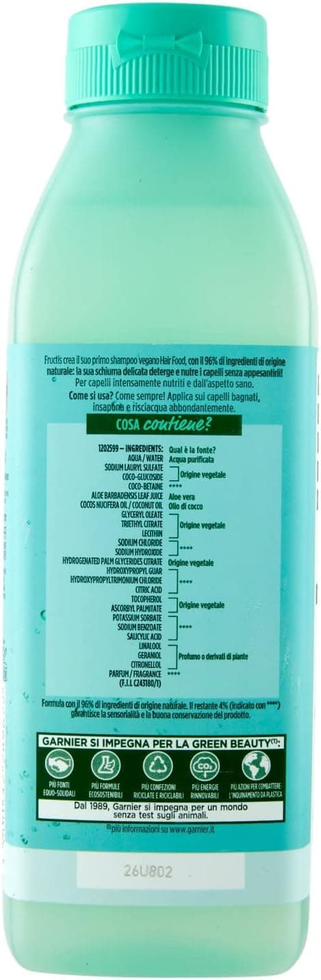 Detalle de Garnier Fructis Hair Food Shampooing hydratant à l’aloe vera pour cheveux déshydratés – 350 ml