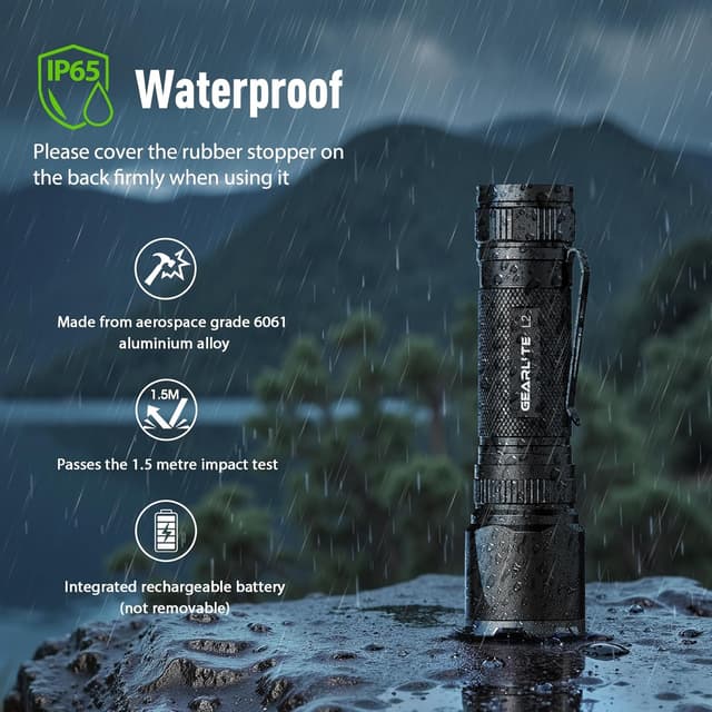 Detalle 2 de GEARLITE LED Torch Rechargeable 3500LM ⌛️?