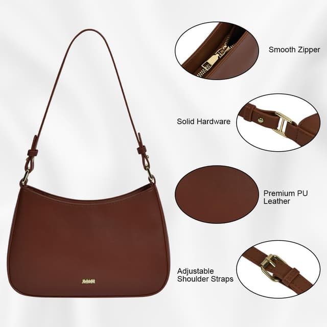 Detalle 2 de Aucuu sac porté épaule en cuir véritable pour femme : fourre-tout rétro décontracté à bandoulière