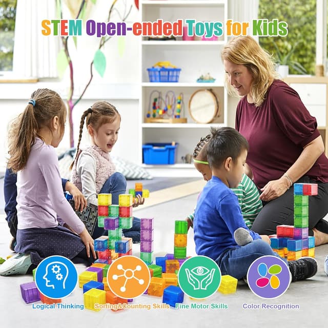 Thumbnail 4 de 48PCS Magnetic Blocks 1.38-inch STEM Building Toy 🧩