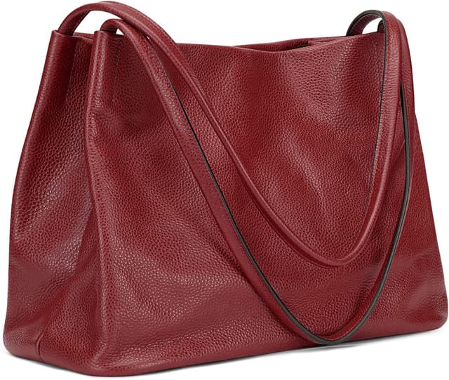 Detalle de Kattee Soft Genuine Leather Tote Hobo Shoulder Bag (Large) with Magnetic Snap Closure