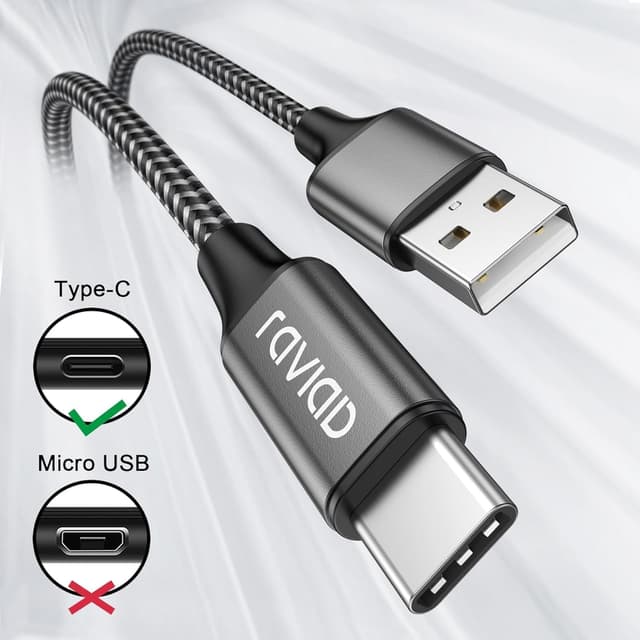 Detalle de RAVIAD USB‑C Ladekabel (2er‑Set, 3 m) mit bis zu 3,1 A – Schnellladekabel & Datenübertragung