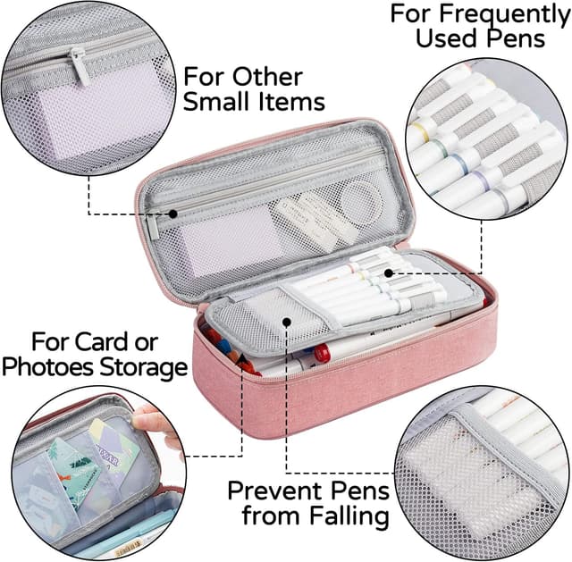 Detalle de WEMATE Federmäppchen mit 5 Fächern – großer Pencil Case mit viel Stauraum