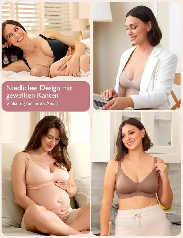 Detalle 2 de momcozy Still-BHS zum Stillen – nahtloser Schwangerschafts- und Still-BH ohne Bügel mit Jelly-Strip-Stütze