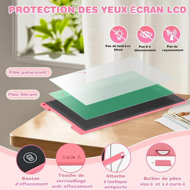 Detalle de Tablette d’écriture LCD enfant 12 pouces RaceGT colorée ardoise magique (lot de 2)
