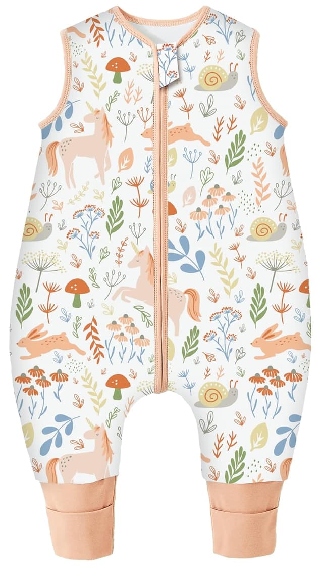 Detalle de Chilsuessy Baby Schlafsack mit Füßen 3,5 Tog aus Soft-Baumwolle (Einhorn Rosa), 90 cm für 95–105 cm Körpergröße