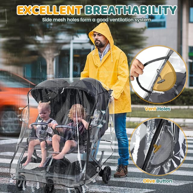 Detalle de Orzbow Universal Rain Cover for Double Pushchair ๐