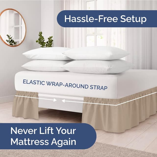 Detalle 2 de Wrap Around Dust Ruffle Bed Skirt for King Beds, 15" 📐