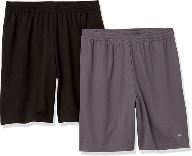 Detalle de Amazon Essentials Short d’entraînement basket/gym en tissu technique, coupe ample homme (lot de 2)