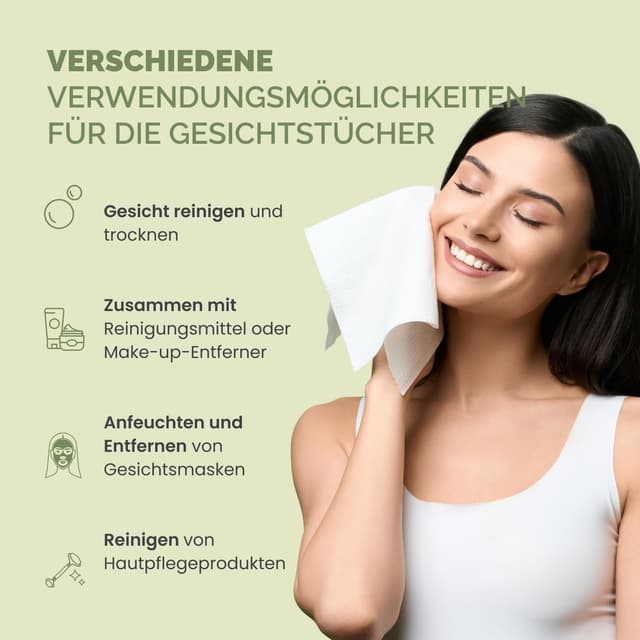 Detalle 2 de PLANTIFIQUE Einweg-Gesichtshandtücher aus 100% Viskose, XL (25 x 30 cm), 50 Stück