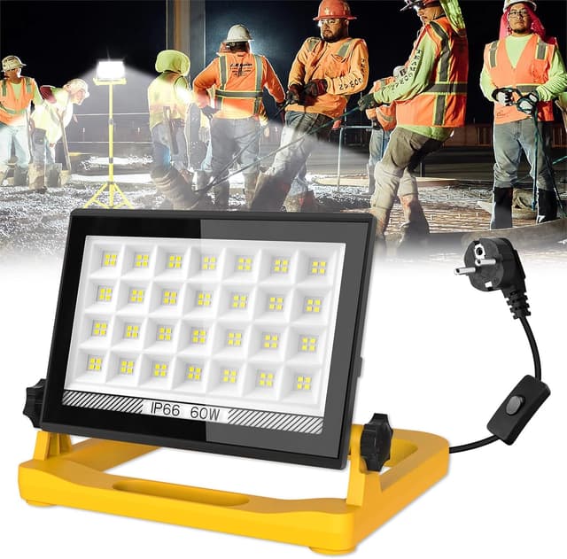 Detalle de T-SUN Projecteur LED Chantier 60W 6000K IP66 portable à 3 modes