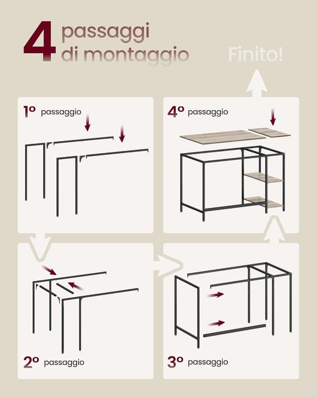 Thumbnail 6 de VASAGLE Scrivania LWD47MB 120x60x76 cm