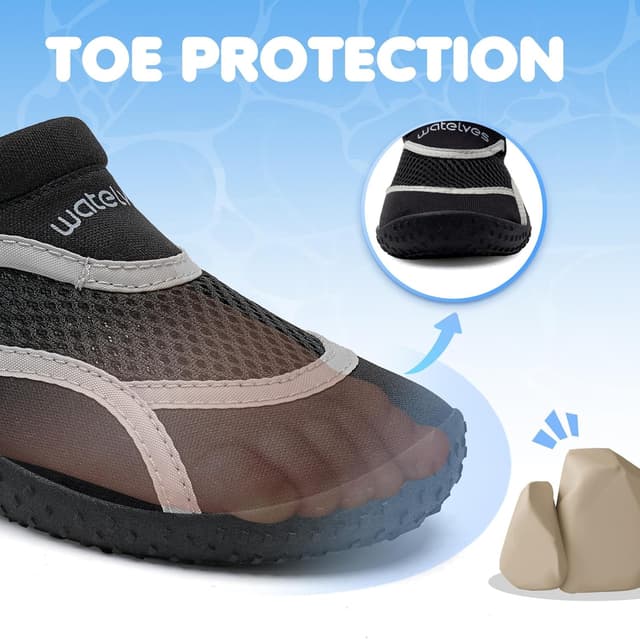 Detalle de WateLves Wasserschuhe für Kinder (Jungen & Mädchen) 22–34 – rutschfest, mit Klettverschluss