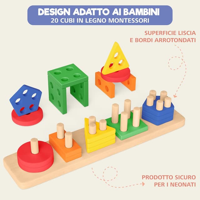 Detalle de Sweety Fox Giochi Montessori 20 pezzi 1-4 anni