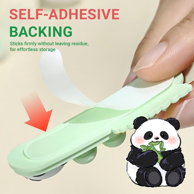 Detalle 2 de FinalCool Selbstklebende Tier-Kabelhalter (Silikon/PVC) für Kabelmanagement am Schreibtisch & Nachttisch – Organizer „Panda“