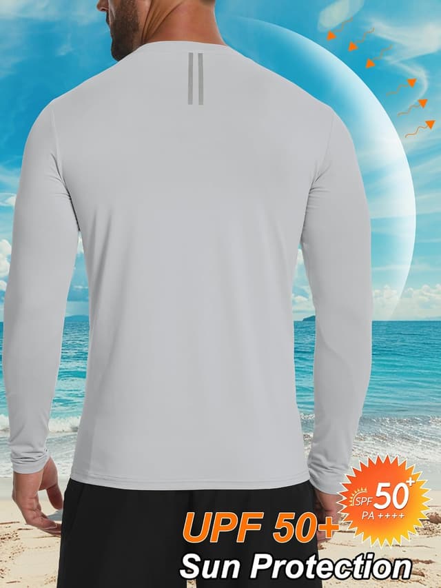 Detalle de Men's Rash Guard UPF 50+ Sun Protection Short/Long Sleeve Quick Dry Swim Shirt