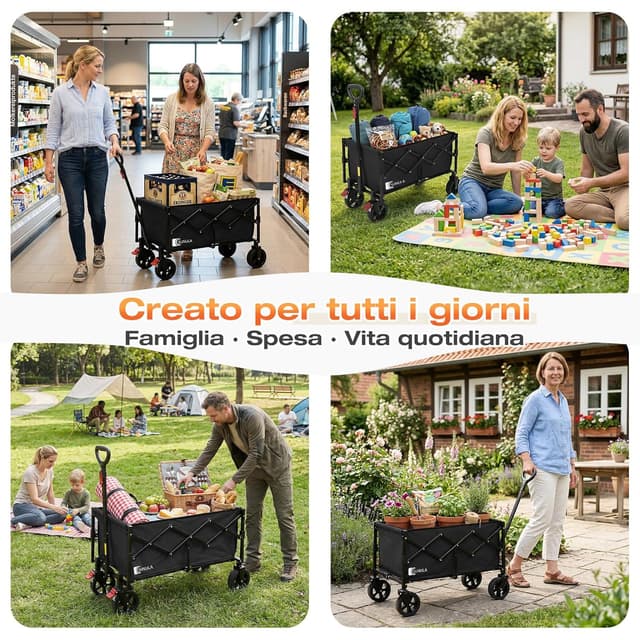 Thumbnail 6 de SUNULA Carrello pieghevole piccolo 80L da 100 kg con freni, 5,8 kg, nero