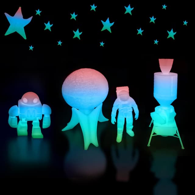 Detalle de iSANMATE Glow PLA 1,75 mm Bundle (4 Spulen) – Glow-in-the-Dark Filament in Grün, Blau, Rainbow