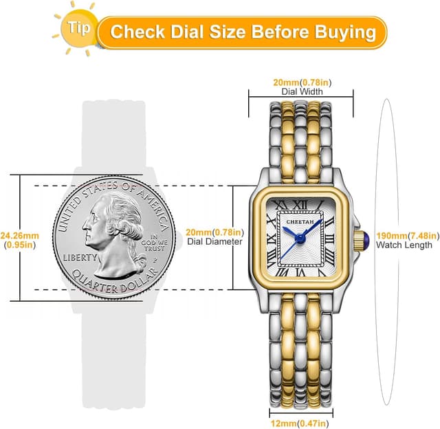 Detalle de CHEETAH Orologio Donna Piccolo Analogico al Quarzo con bracciale vintage e quadrante numeri romani