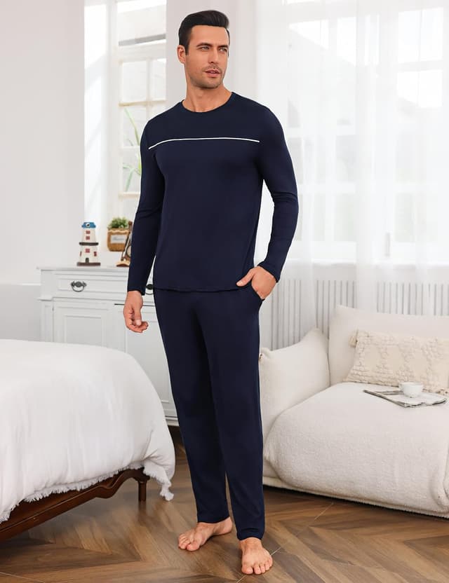 Detalle de Marvmys Herren Schlafanzug Lang Baumwolle Winter