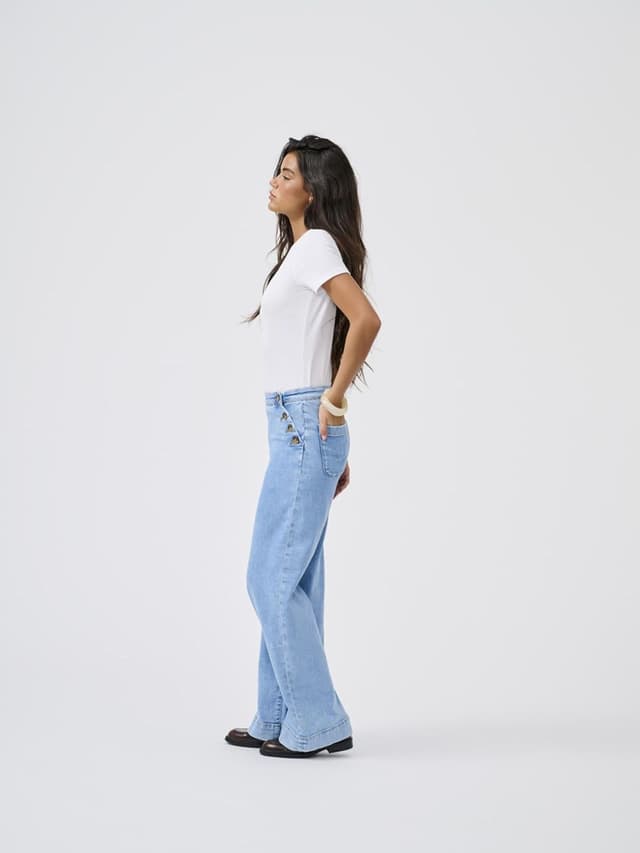 Detalle 2 de ONLY Damen Jeans mit weitem Bein ONLMADISON – hohe Taille, Wide Leg Fit