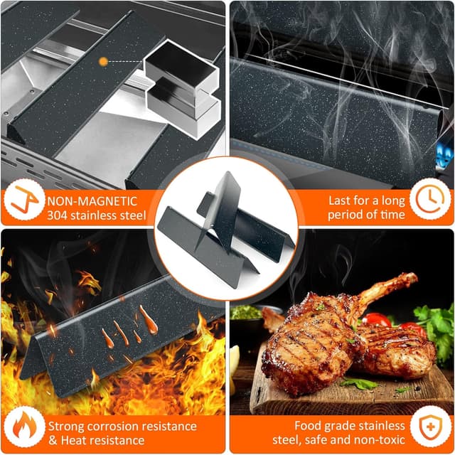 Detalle 2 de Barres Flavorizer 7635 en acier inoxydable Coisien pour barbecue à gaz Weber Spirit 200 (E210/E220, façade de commande)