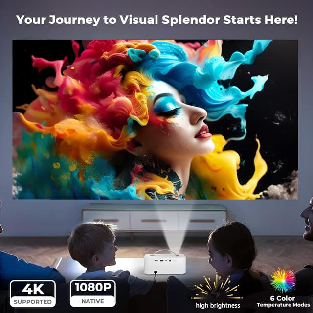 Detalle 2 de Lisowod Projector 4K 1600 ANSI for Home Cinema