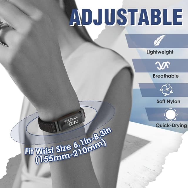 Detalle de Nylon Sport Loop Straps replacement for Fitbit Inspire 3/2, Inspire HR/Inspire and Ace 2/Ace 3