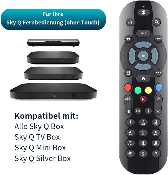 Detalle de Gvirtue (2er Pack) Infrarot-Fernbedienung kompatibel mit Sky Q Box, TV Box, Mini- und Silver Box (ohne Touch, ohne Sprachsteuerung)