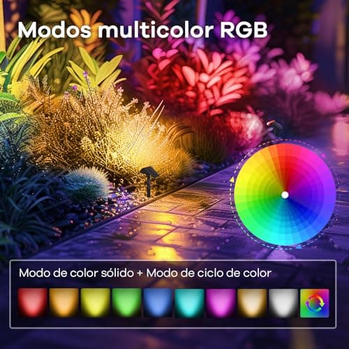 Detalle 2 de Linkind Luces Solares Jardin RGB 🌈 10 Modos,IP67,6 Piezas