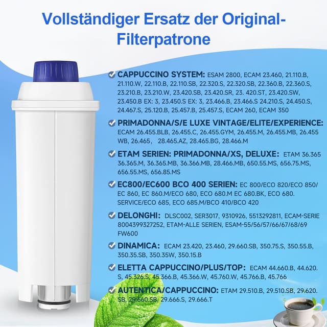 Detalle 2 de Molifal Wasserfilter für Delonghi Kaffeevollautomaten 6-Stück