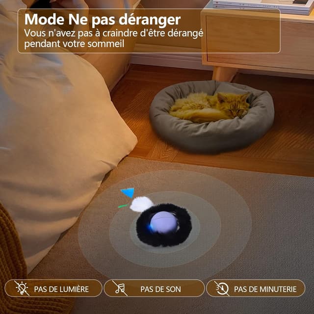 Detalle de GoldenSun Jouet pour chat 2 en 1 : balle à roulement rapide, sons et tapis à 7 trous