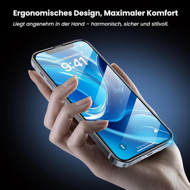 Thumbnail 6 de DEINODON Panzerglas für iPhone 13 Pro/13/14/16e/17e (Auto-Montage, 9H+ Full Screen) – 2 Stück, blasenfrei