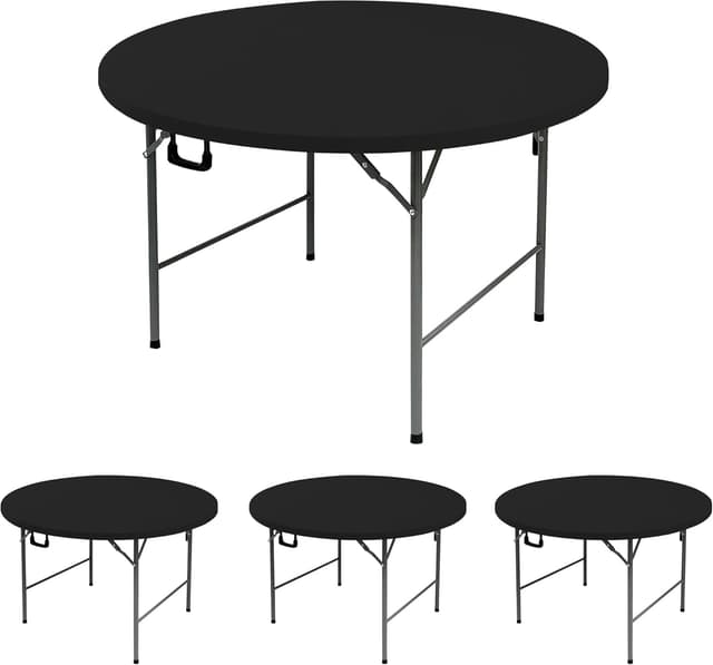 Detalle de Enjoyidea Fitted Round Table Covers (60 Inch) — Black Spandex, 4-Pack